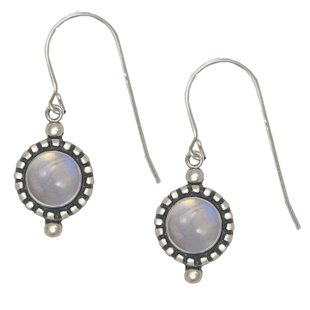 Sterling Silver Petite Rainbow Moonstone Gemstone Drop Dangle Earrings